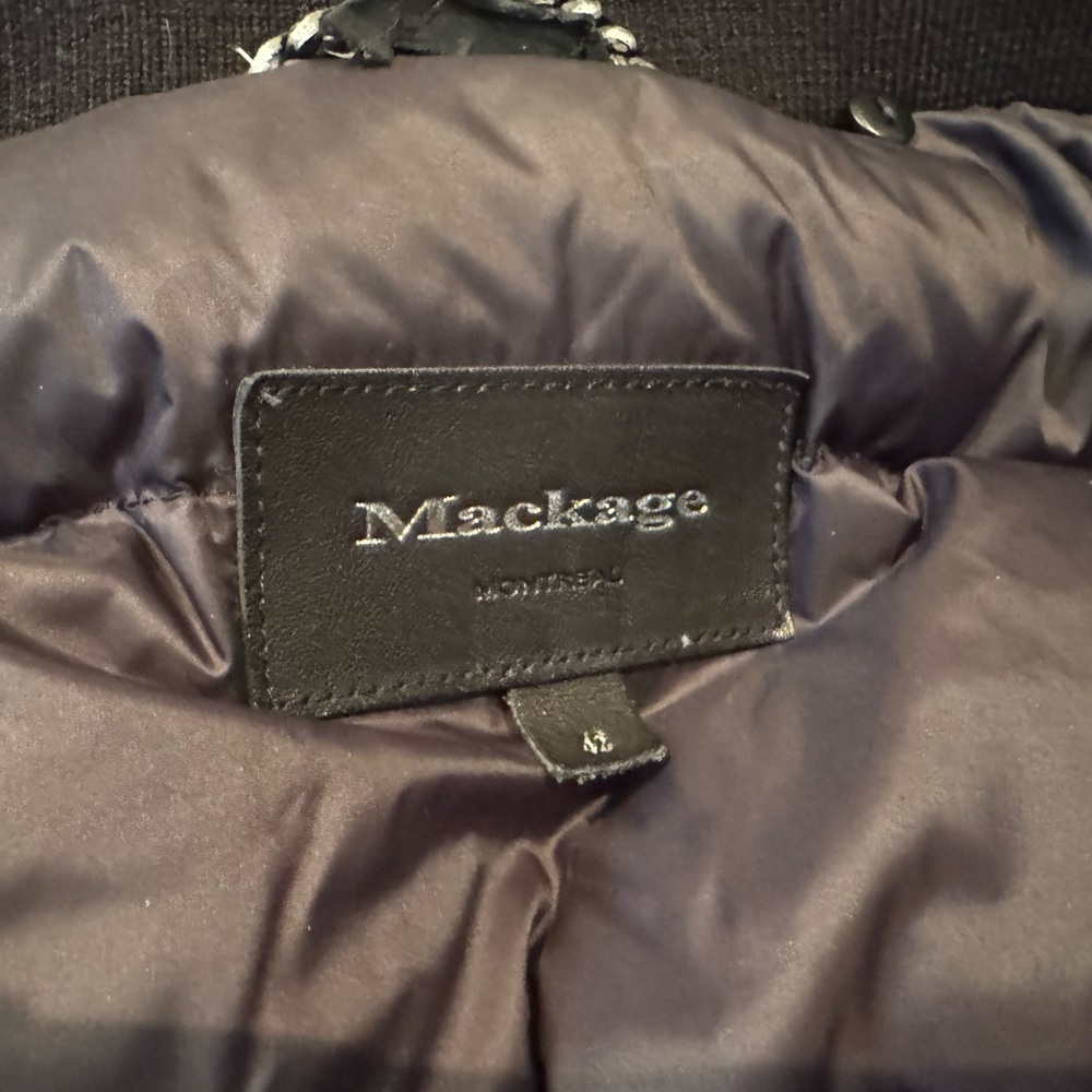 Mackage Down Bomber Jacket with Leather Sleeve - Picture 4 of 7